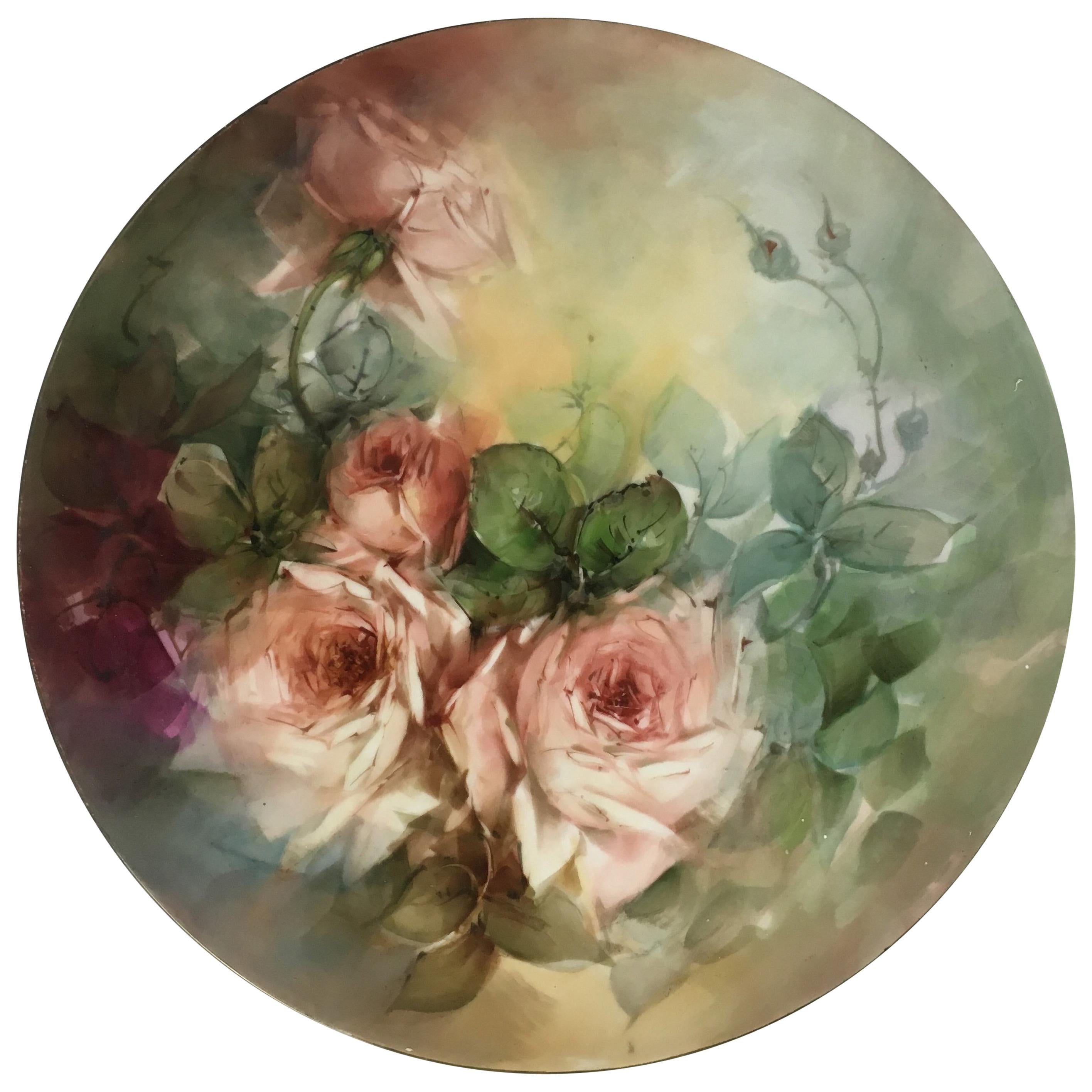 20th Century Majolica Floral Charger