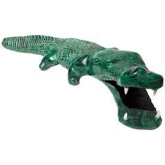 20th Century Malachite Crocodile Italian Green Animal Sculpture