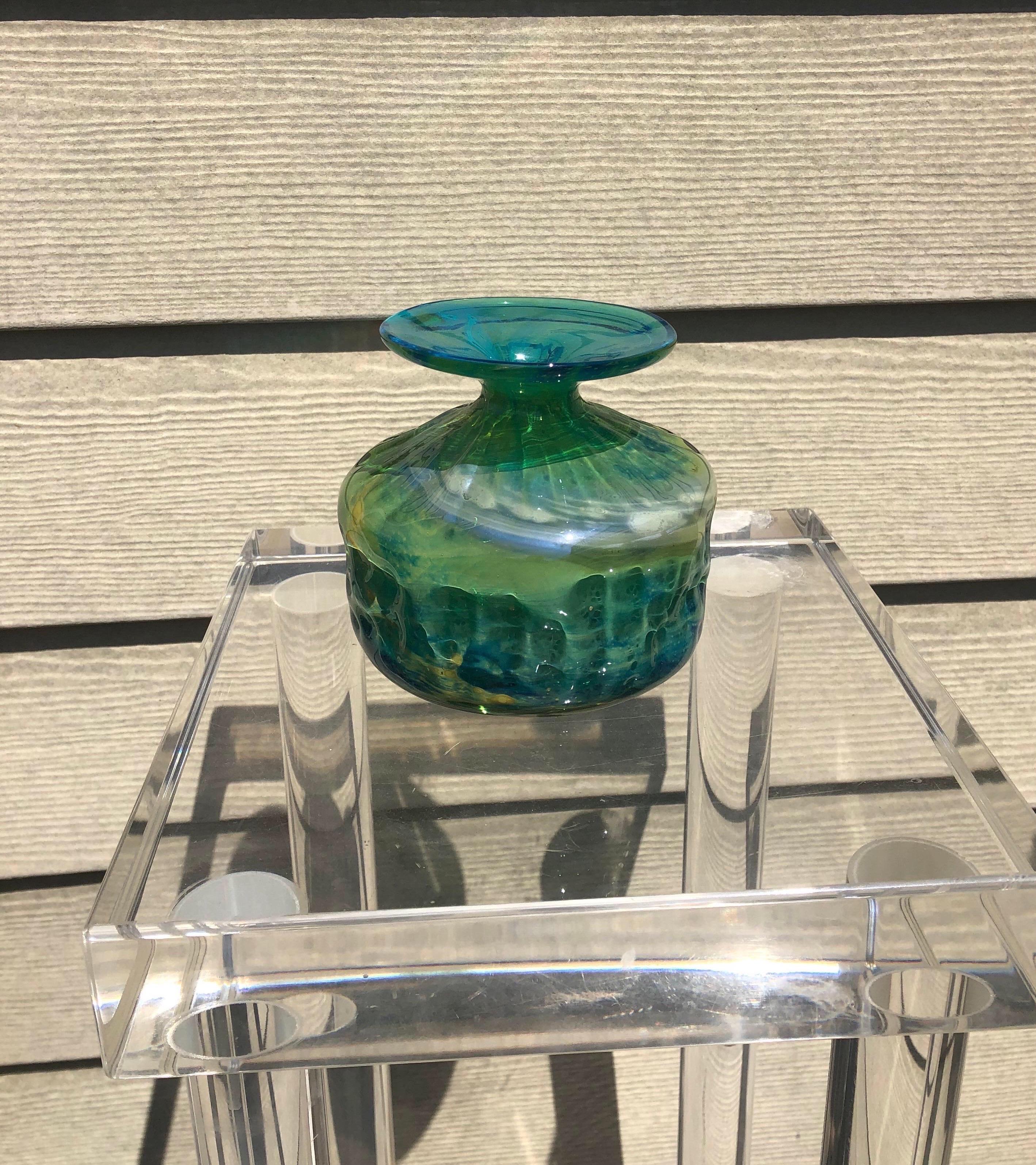 20th Century Maltese Art Glass Vase Signed Mdina In Good Condition In Charleston, SC