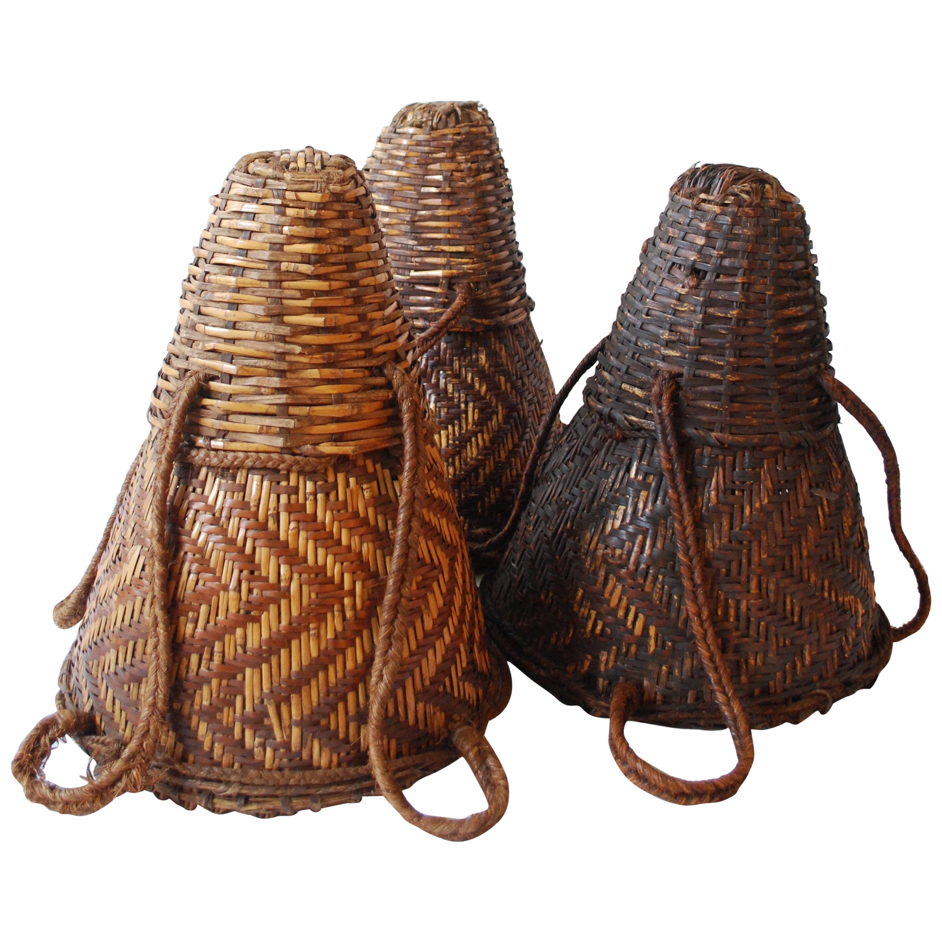 20th Century Mango Baskets from Cameroon Set of Three For Sale