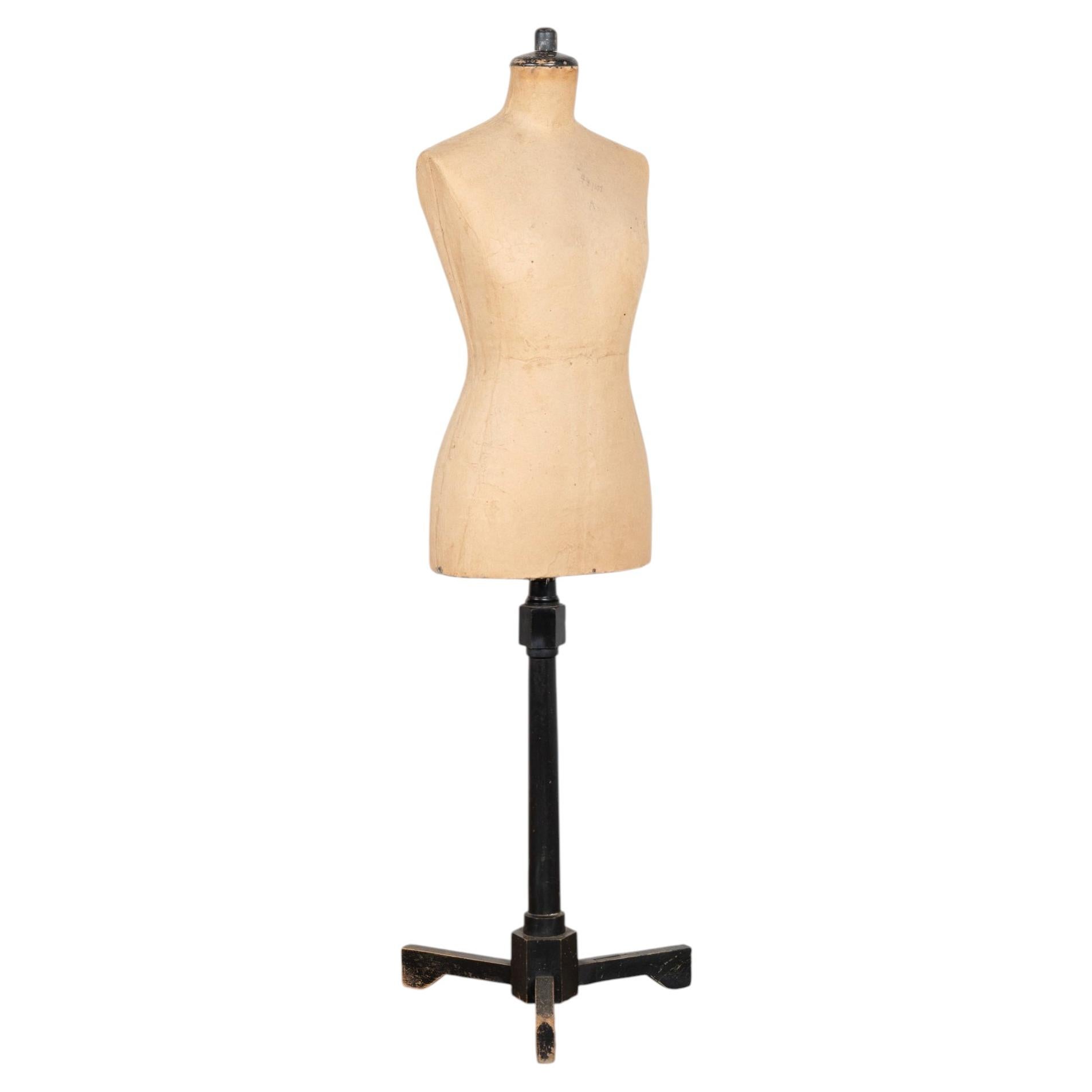 20th Century Mannequin Dressmakers Form on Black Stand