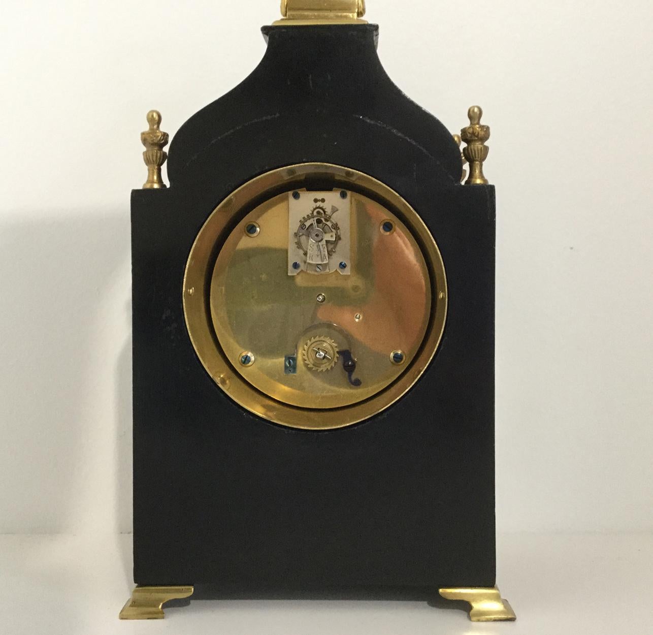 Hand-Painted Black Chinoiserie Clock, Retailed By Mappin & Webb, London, circa 1920