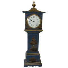 Antique 20th Century Mappin & Webb Blue Chinoiserie Miniature Longcase Clock