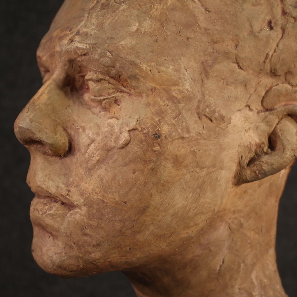 20ème siècle Marbre Base Terracotta Italian Sculpture Man's Face, 1960 en vente 7