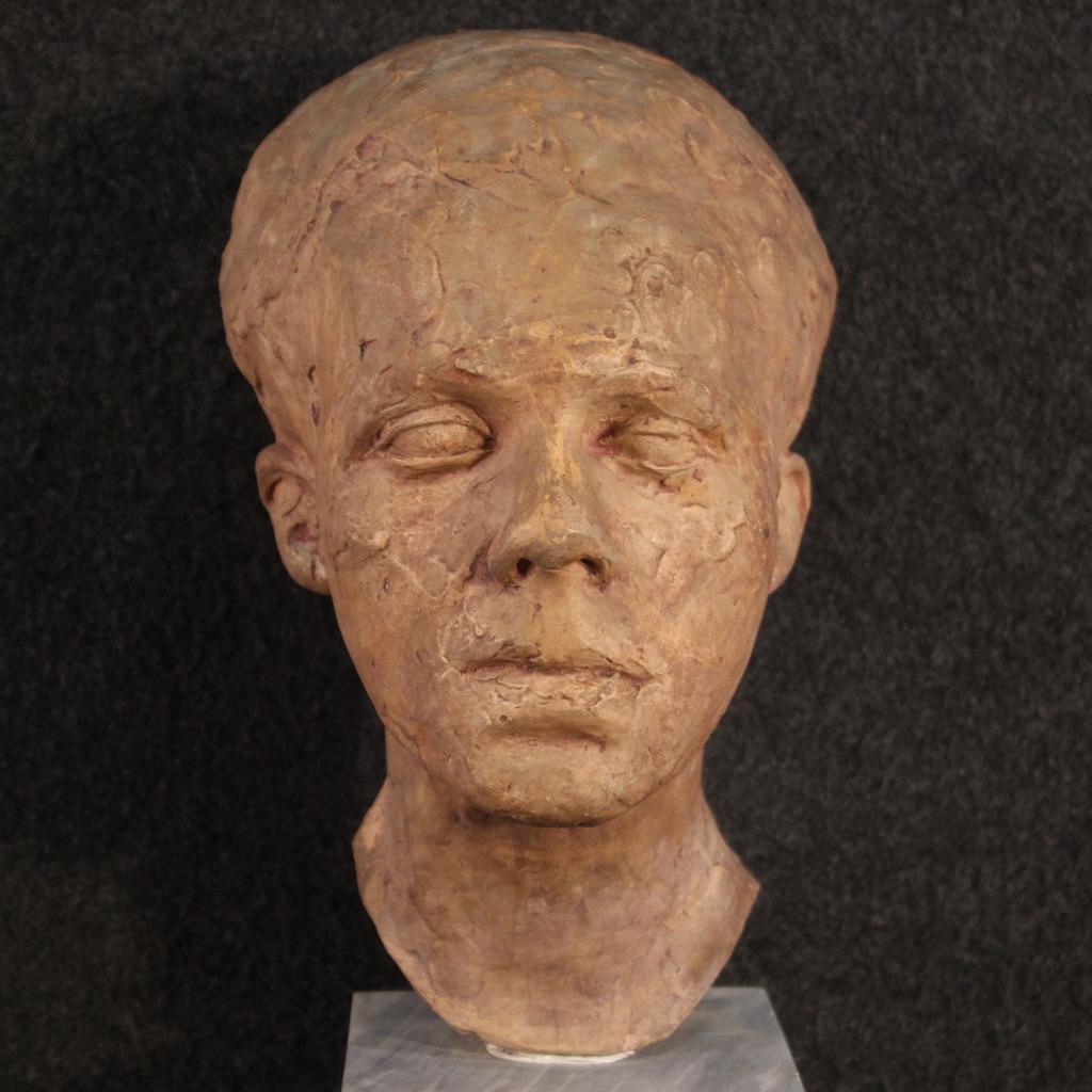 20th Century Marble Base Terracotta Italian Sculpture Man's Face, 1960s For Sale 3