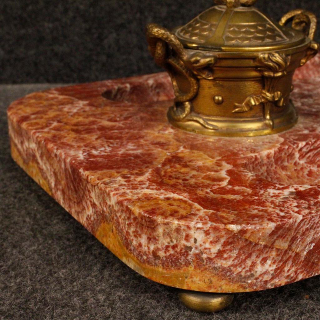 20th Century Marble, Bronze and Brass French Inkwell, 1930 5