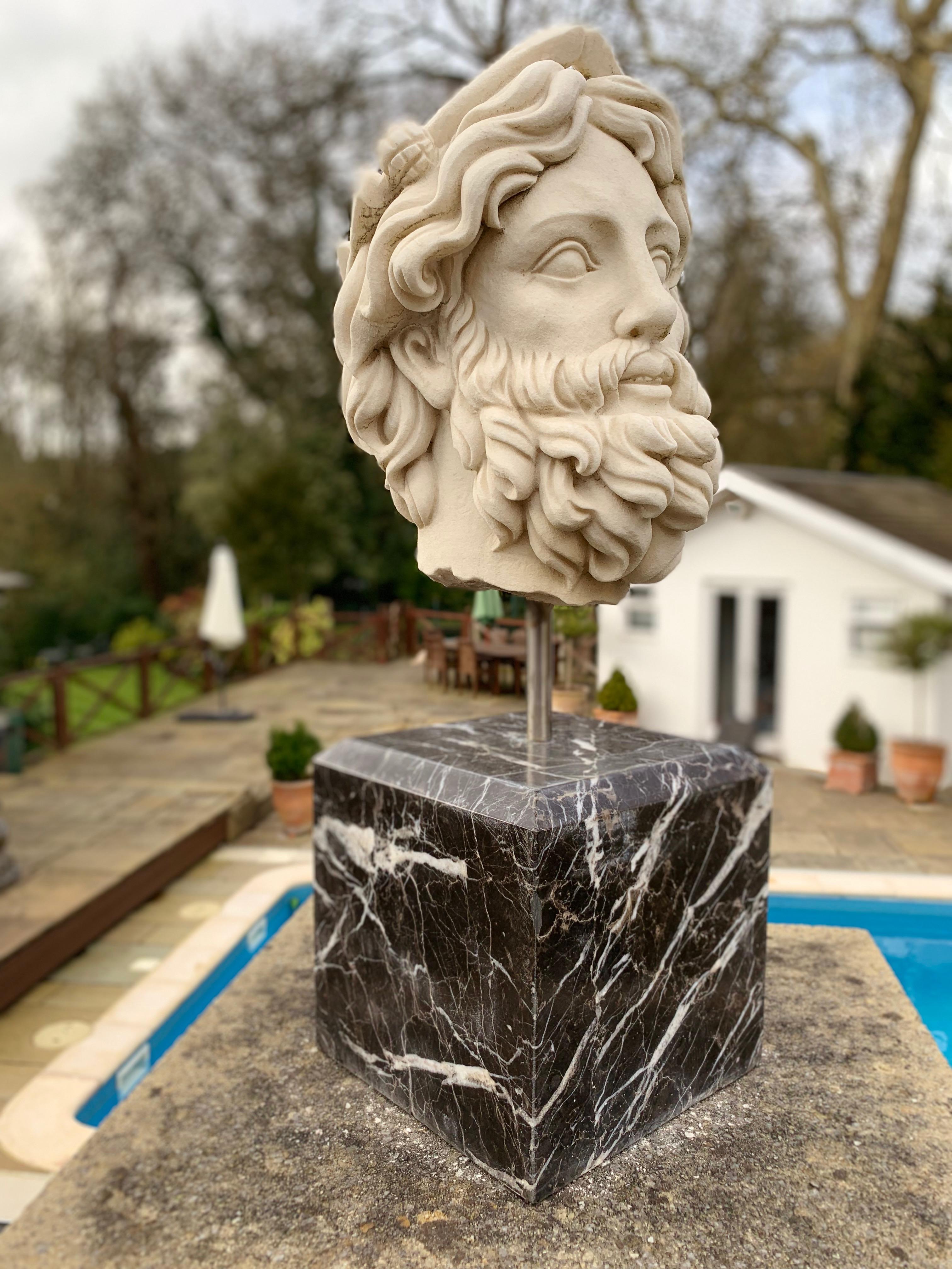 20th Century Marble Bust , Sculpture of the Roman God of The Water Neptune For Sale 3
