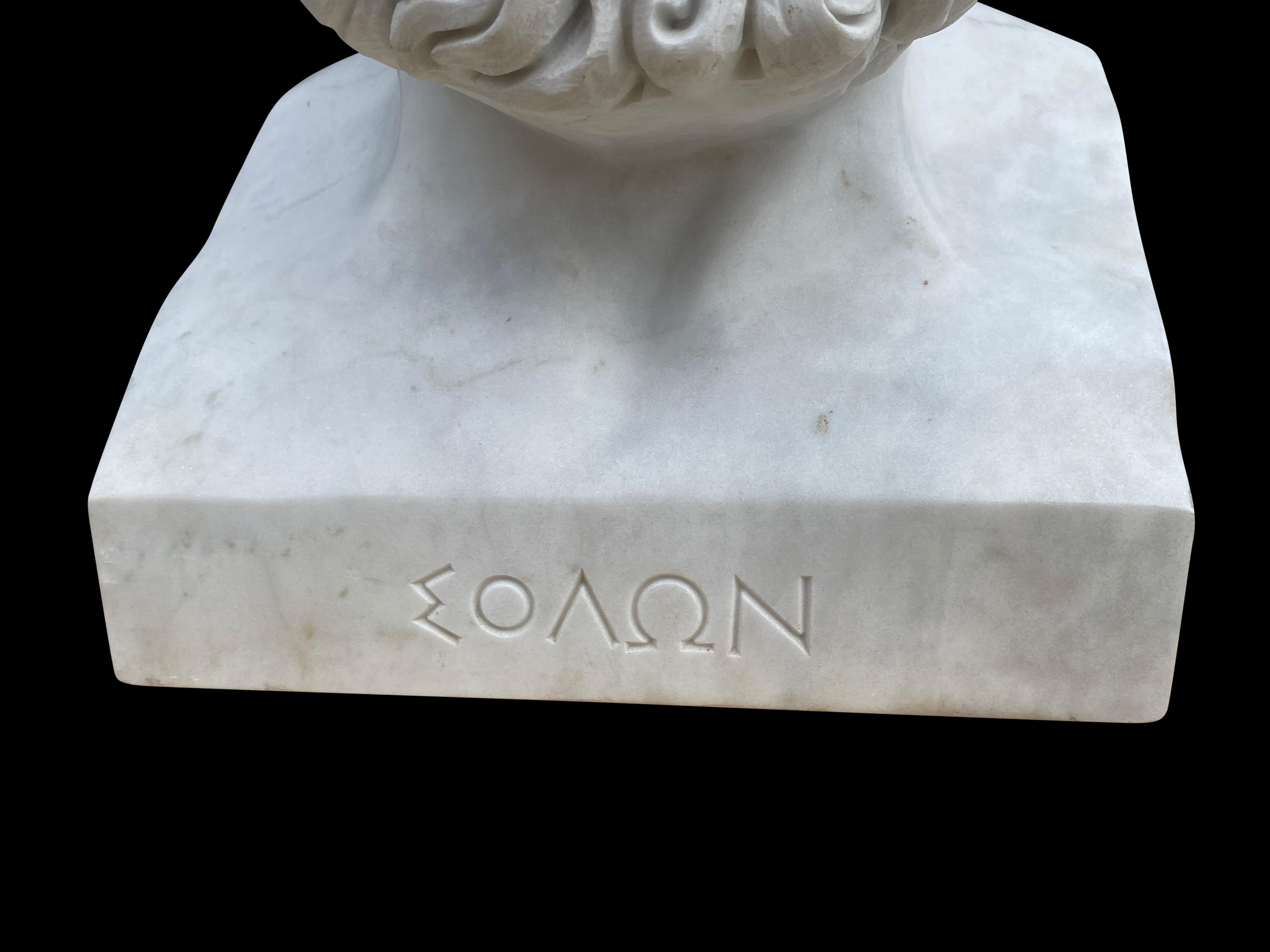 20th Century Marble Bust of Solon Greek Lawmaker, Statesman and Poet For Sale 5