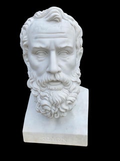 20th Century Marble Bust of Solon Greek Lawmaker, Statesman and Poet