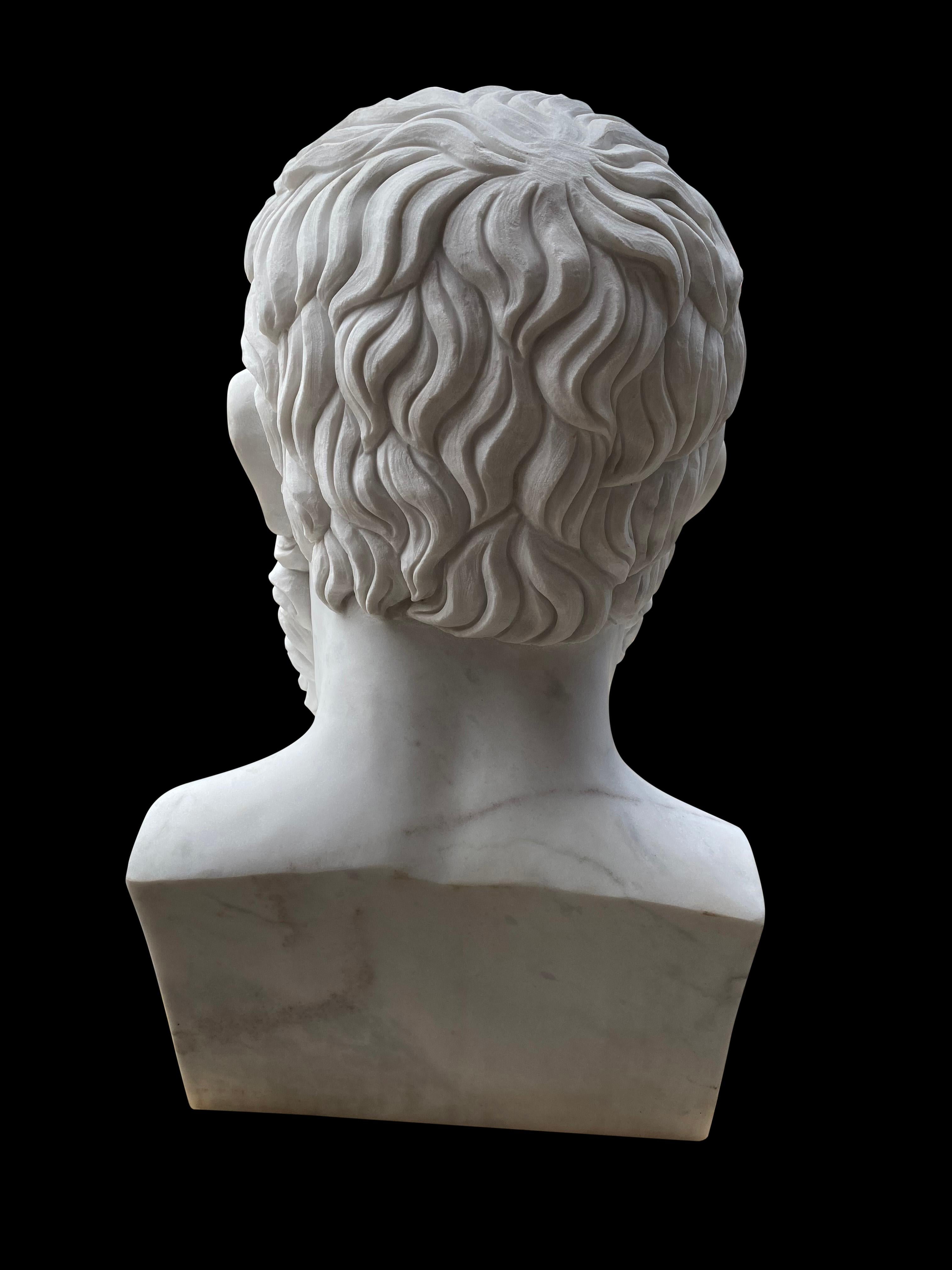 European 20th Century Marble Bust of Solon Greek Lawmaker, Statesman and Poet For Sale