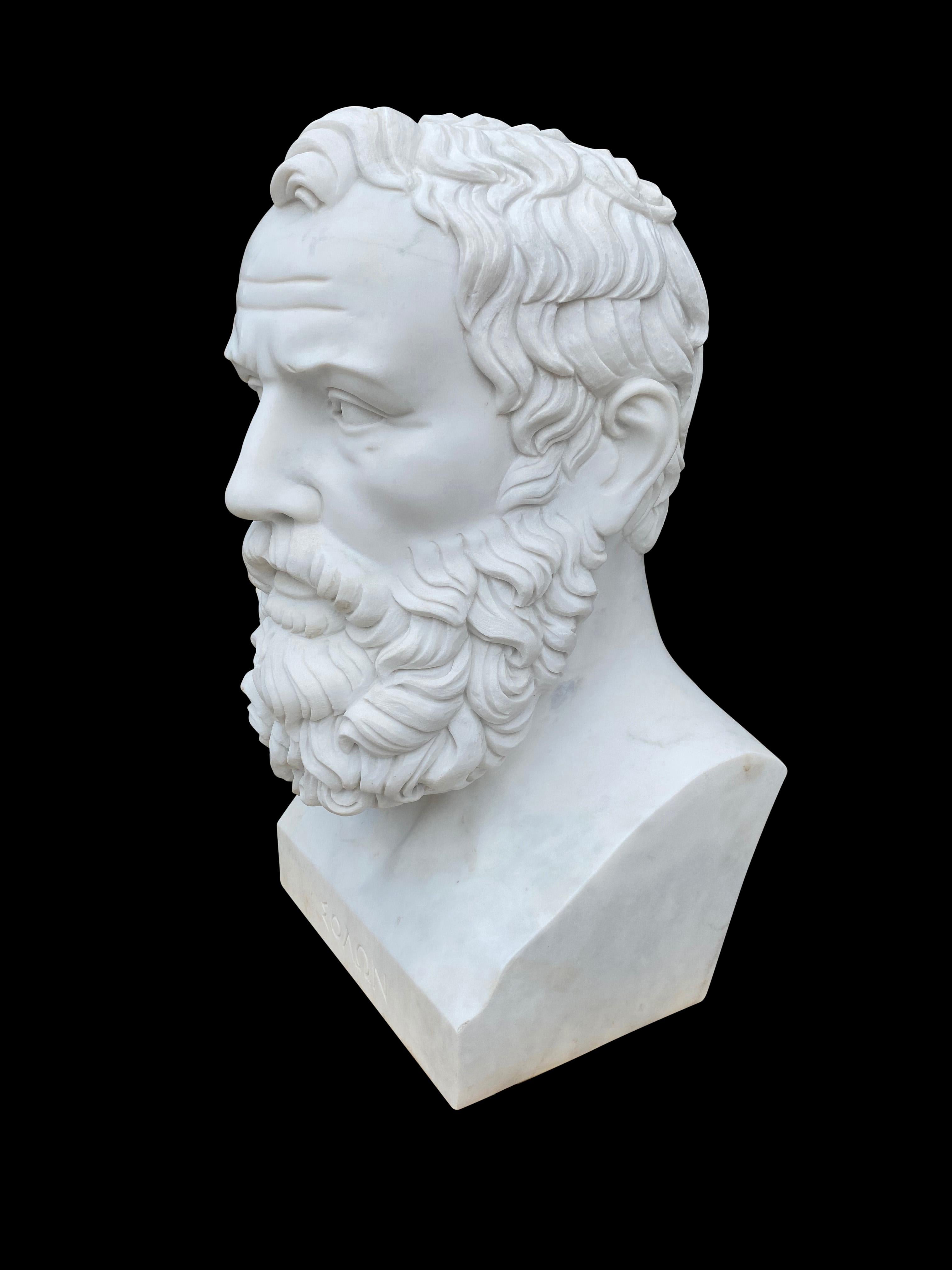 20th Century Marble Bust of Solon Greek Lawmaker, Statesman and Poet For Sale 1