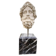 Used 20th Century Marble Bust, Sculpture of the Roman God of the Water Neptune