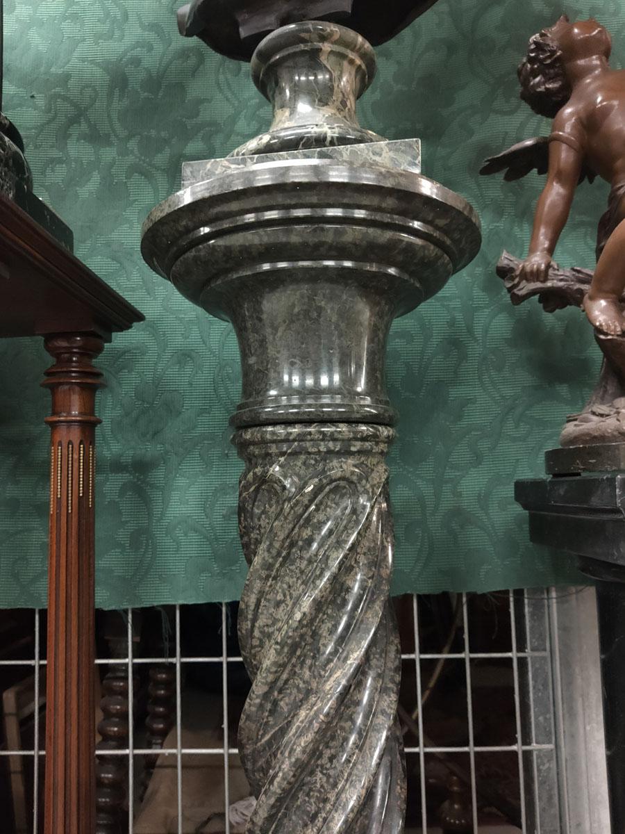 Polished 20th Century Marble Column Pedestal For Sale