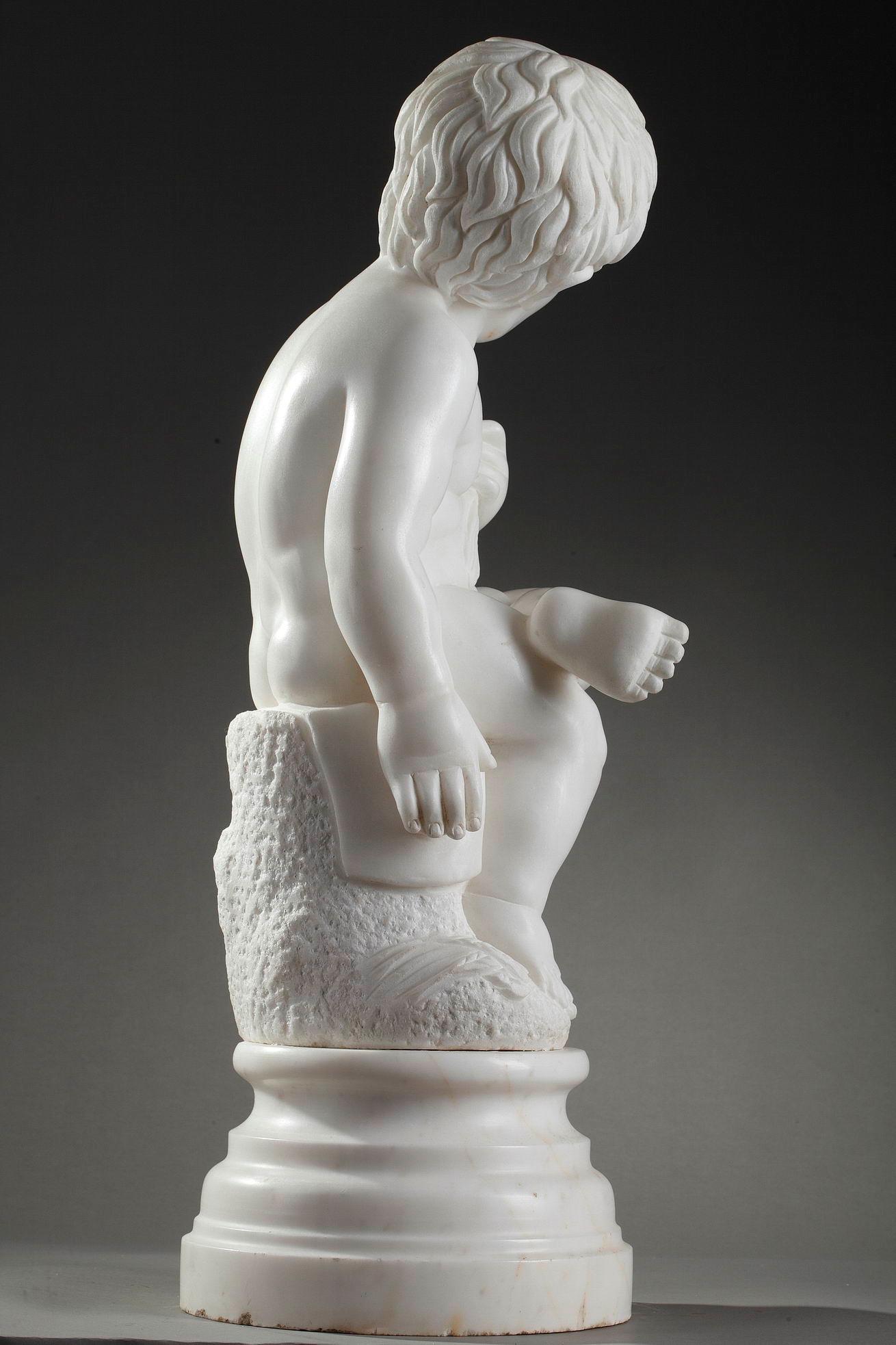 20th Century Marble Figure, Putto with Springs of Wheat For Sale 5