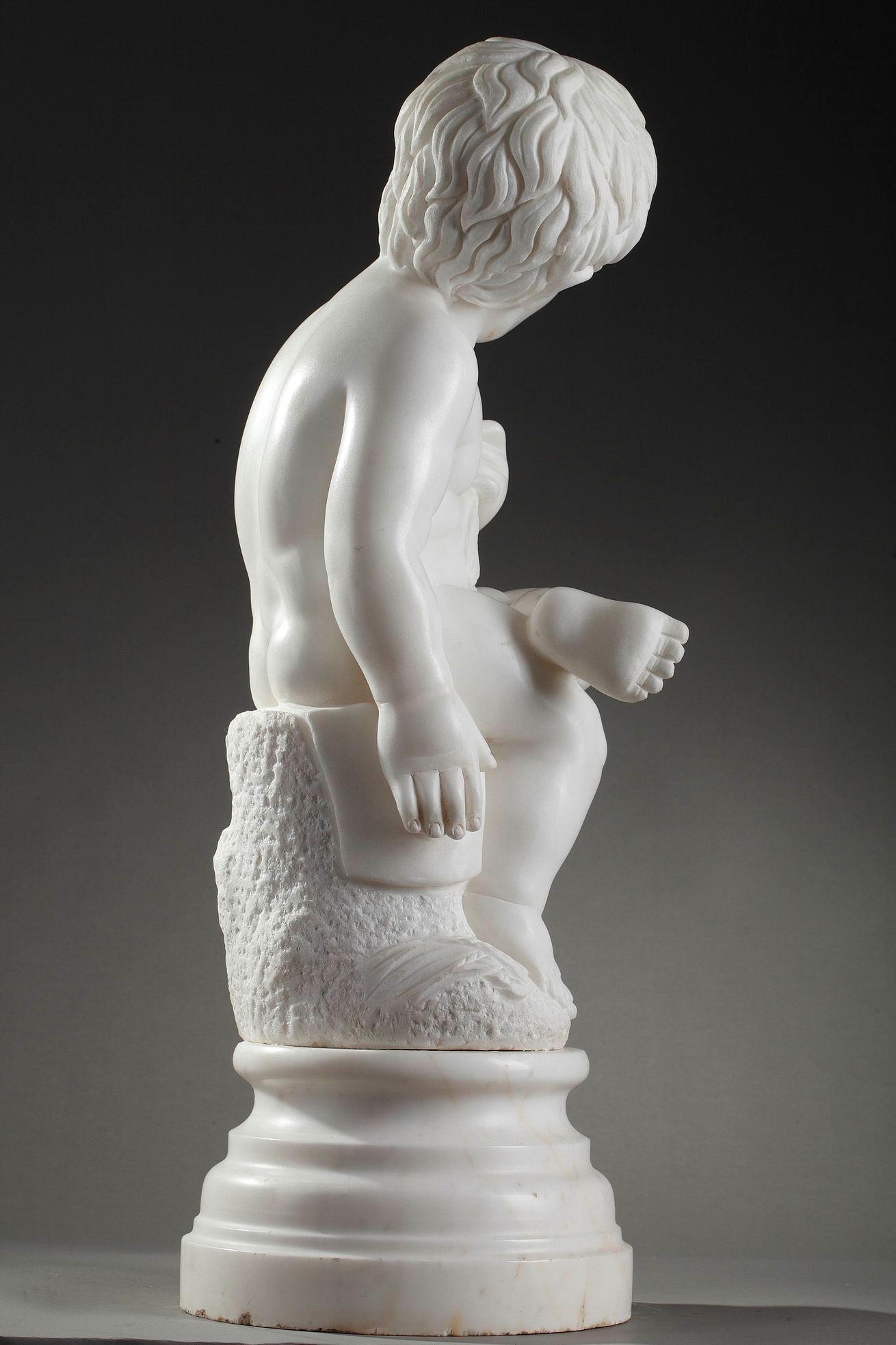 Figura in marmo del XX secolo, Putto con molle di grano in vendita 4