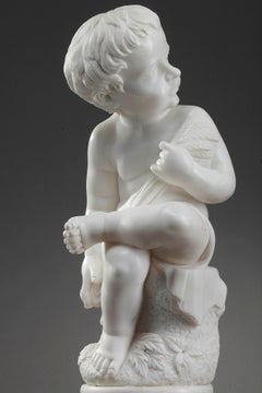 20th Century Marble Figure, Putto with Springs of Wheat