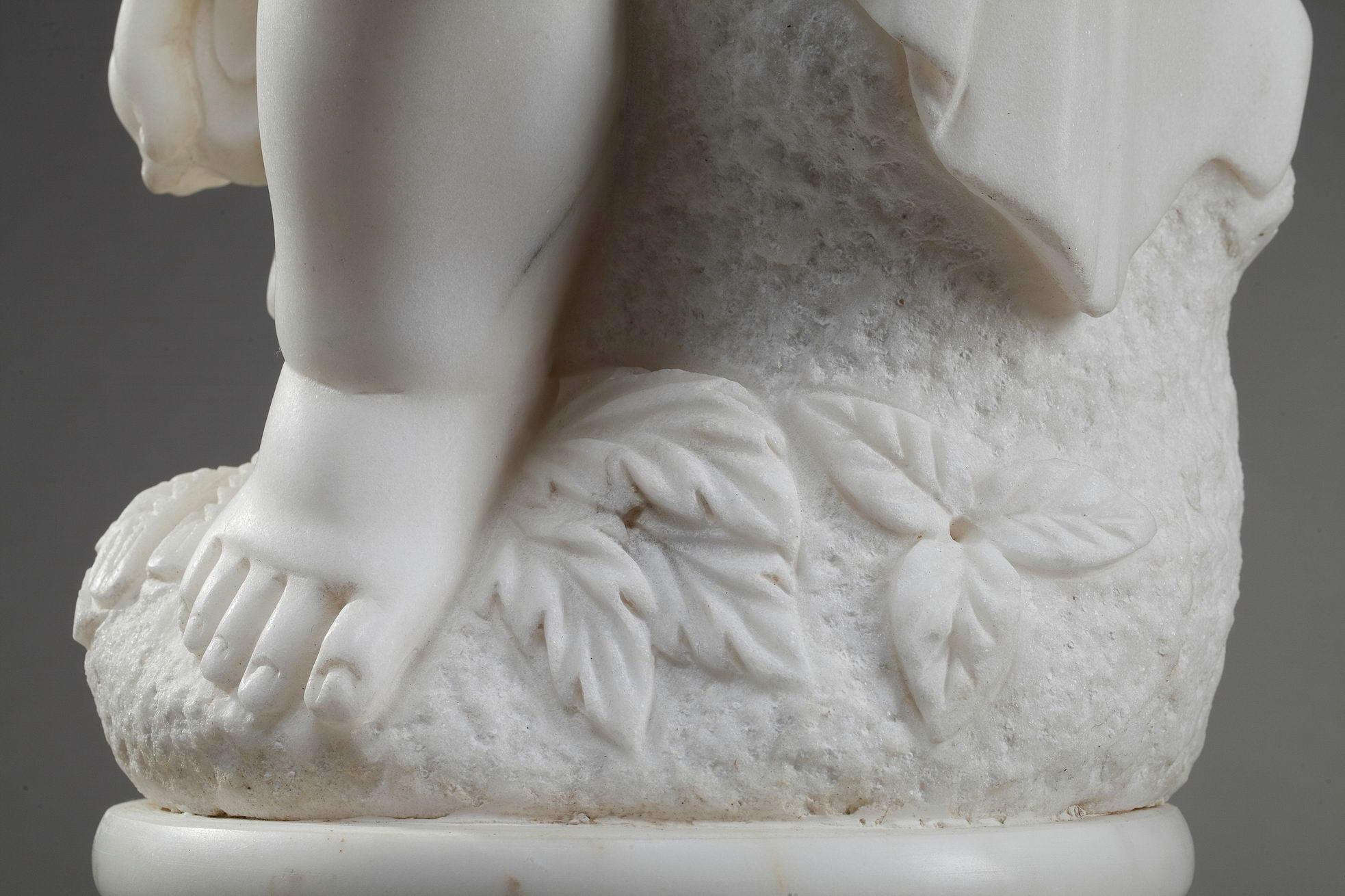 Neoclassical 20th Century Marble Figure, Putto with Springs of Wheat For Sale