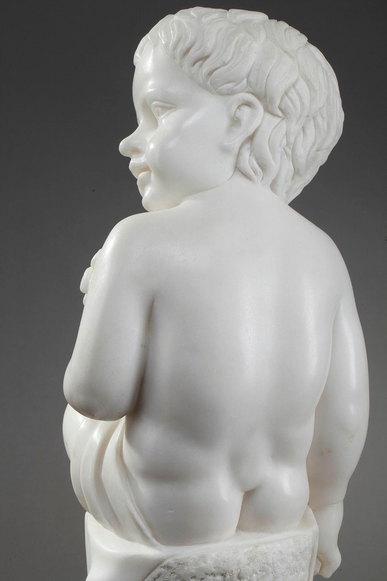 20th Century Marble Figure, Putto with Springs of Wheat For Sale 3