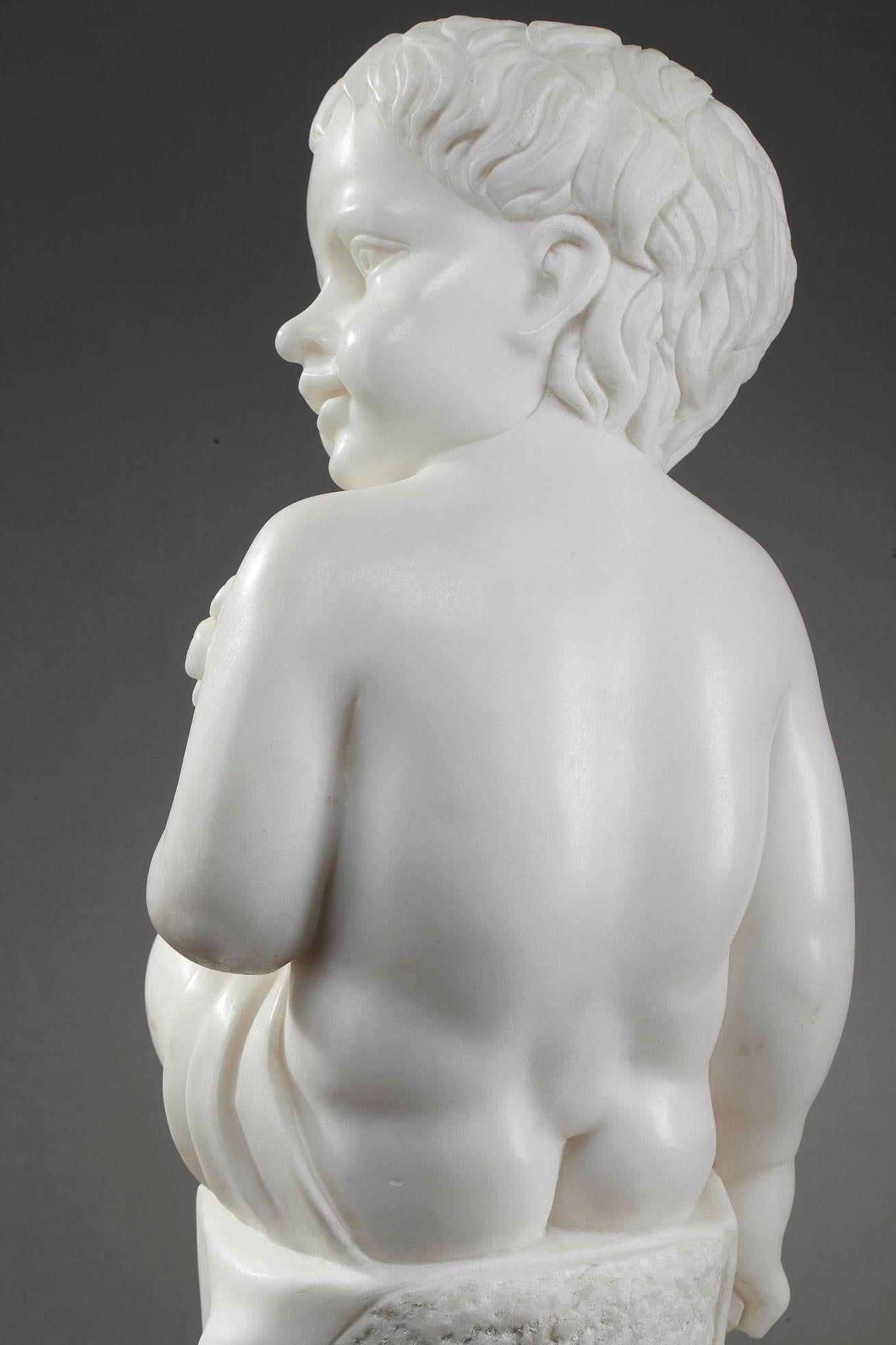 Figura in marmo del XX secolo, Putto con molle di grano in vendita 2