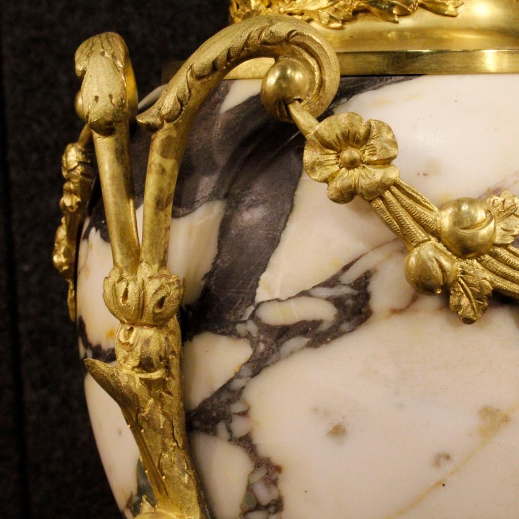 20th Century Marble, Gilt Bronze and Brass French Pair of Vases, 1950 4