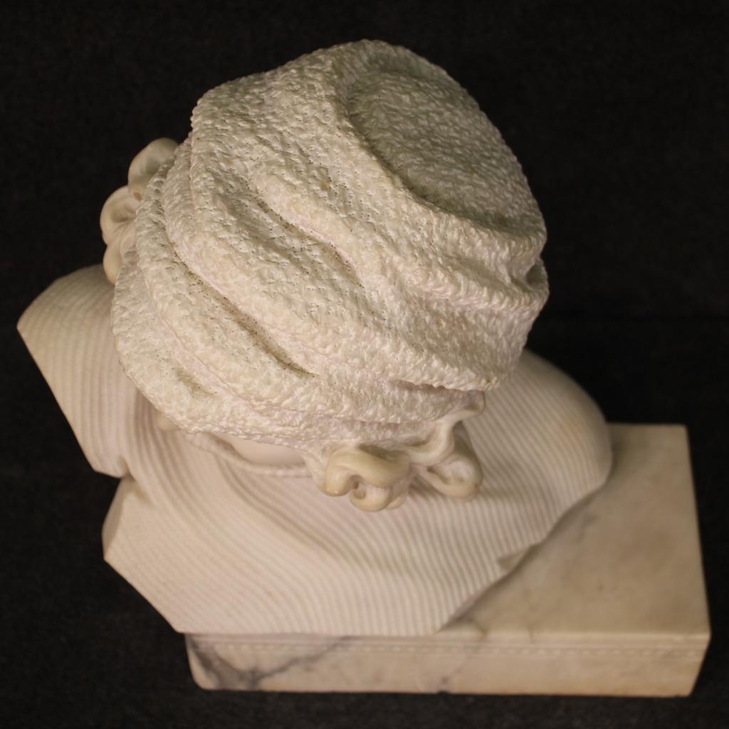 20th Century Marble Italian Half Bust Woman Signed Sculpture, 1930s For Sale 8