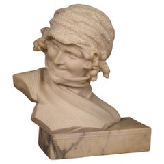 escultura italiana de medio busto de mujer firmada en mármol del siglo XX, 1930