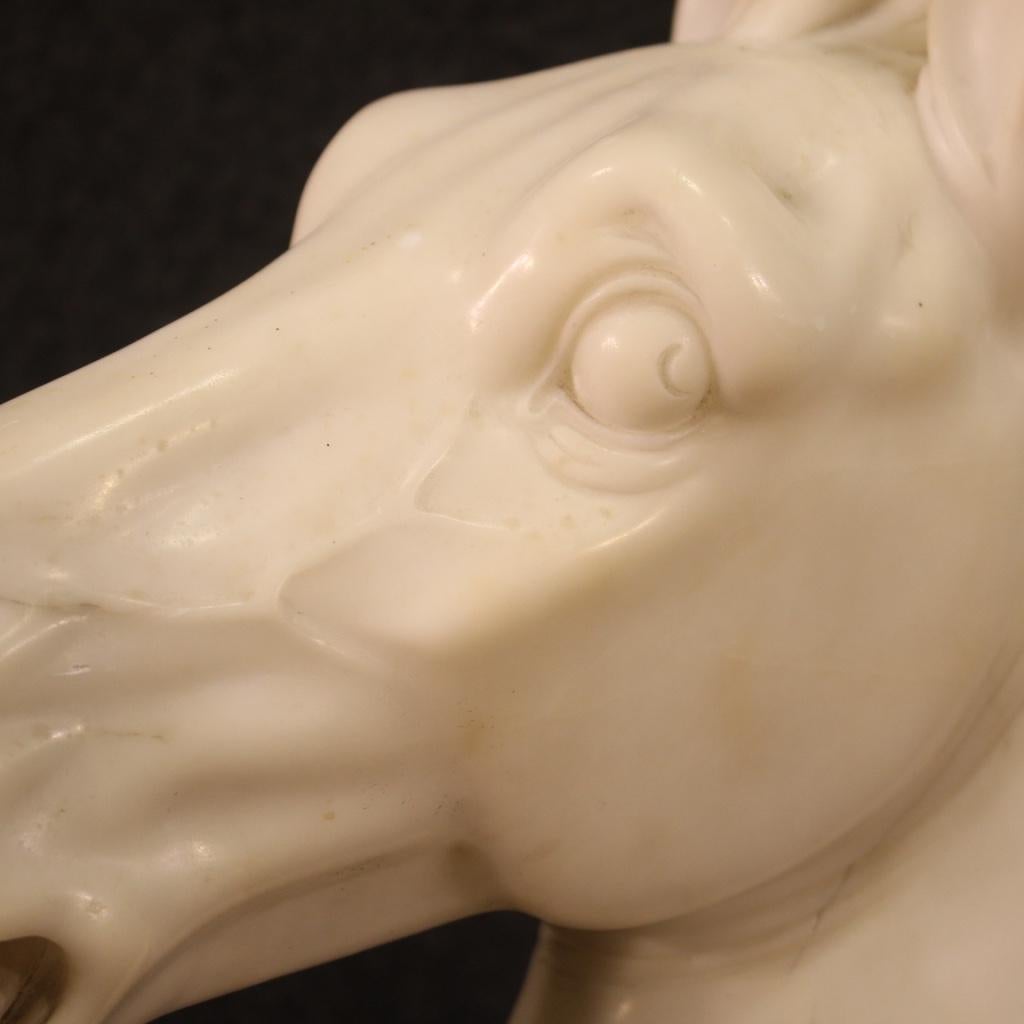 20th Century Marble Italian Head of Horse Sculpture, 1940 For Sale 6