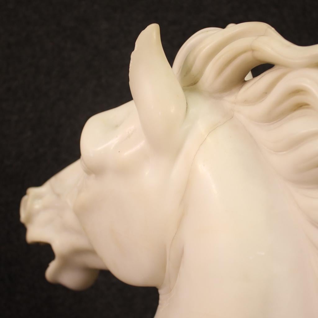 20th Century Marble Italian Head of Horse Sculpture, 1940 For Sale 2