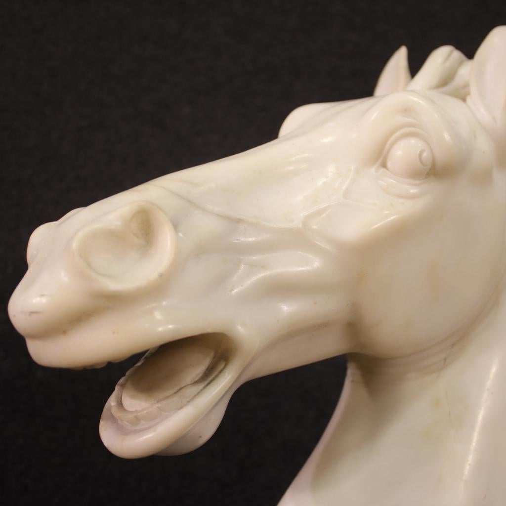20th Century Marble Italian Head of Horse Sculpture, 1940 For Sale 3