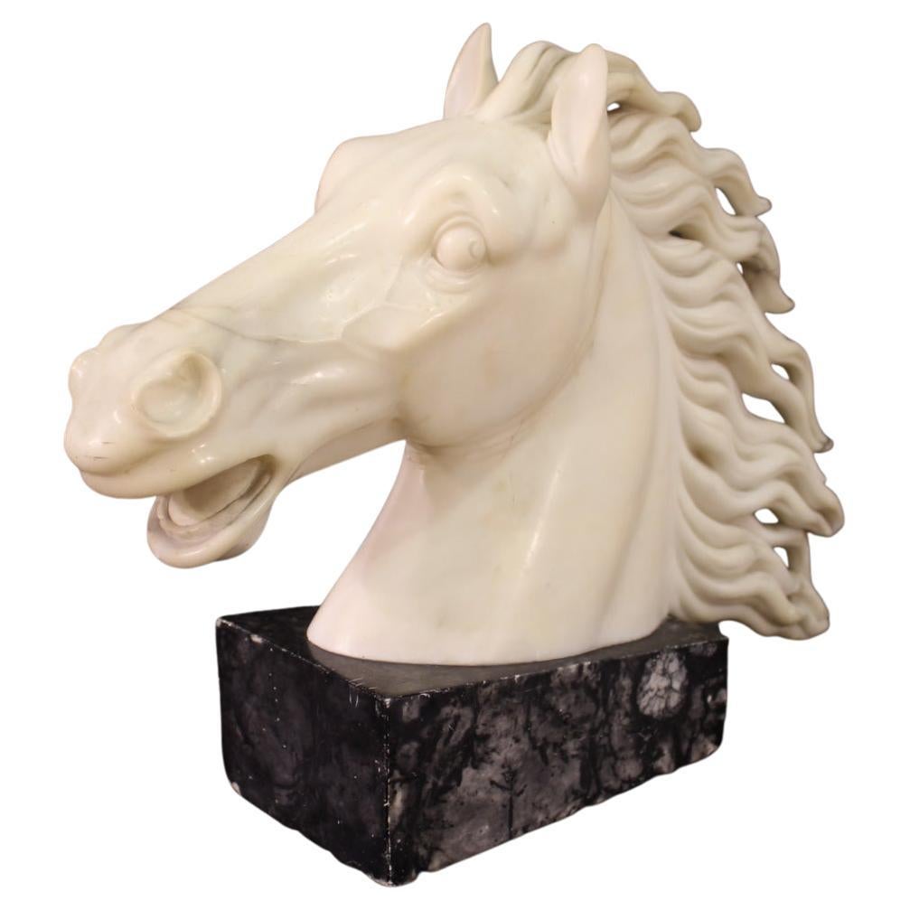 20th Century Marble Italian Head of Horse Sculpture, 1940 For Sale