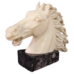 20th Century Marble Italian Head of Horse Sculpture, 1940