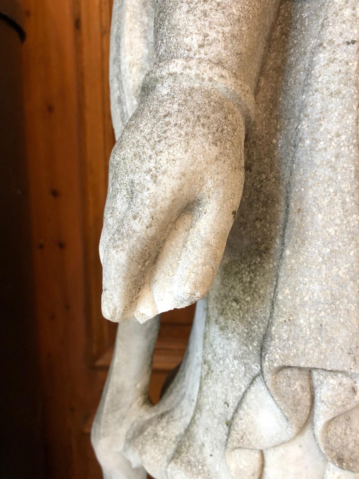 20th Century Marble Kwan-Yin Statue with Child and Foo Dog For Sale 3