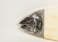 20th Century Marble Pewter Fish Salmon Serving Cutting Board Platter Tray