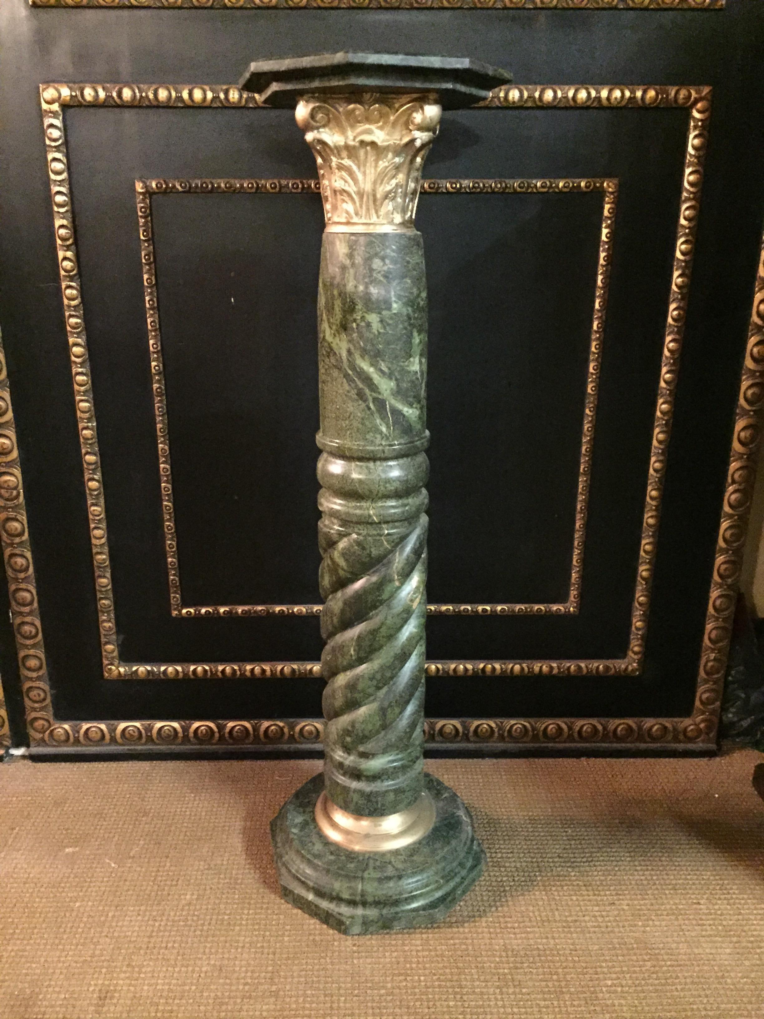 20th Century Marble Pillar/Column in Antique Louis XV Style Bronzed For Sale 2
