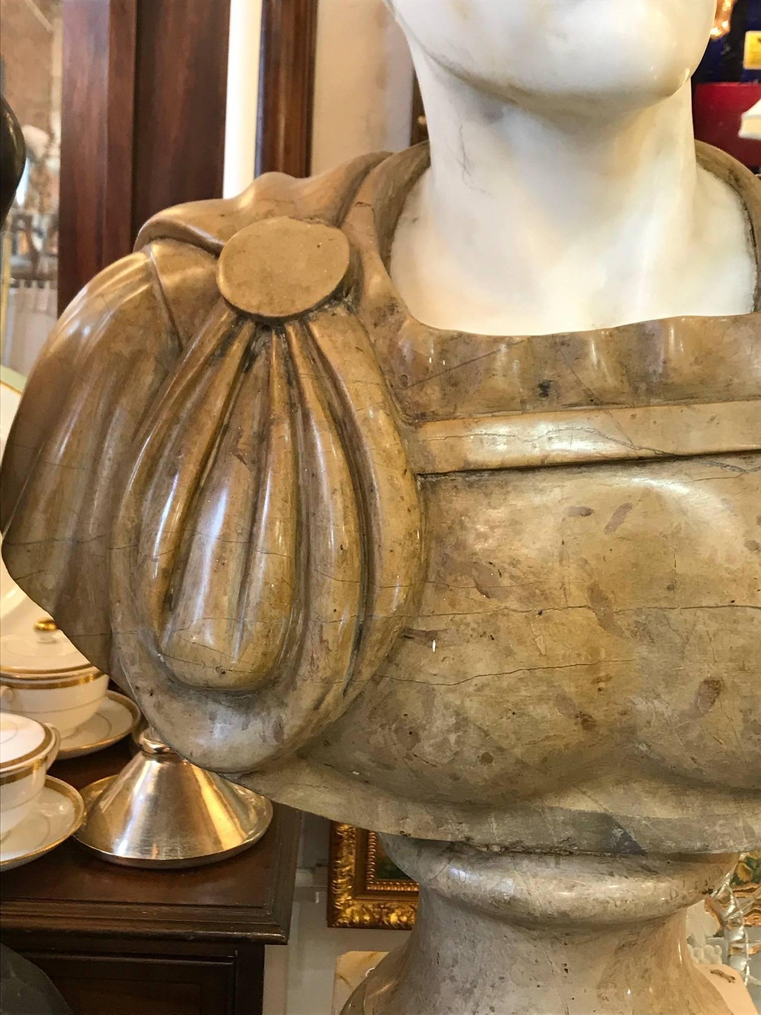 Italian 20th Century Marble Roman Bust For Sale
