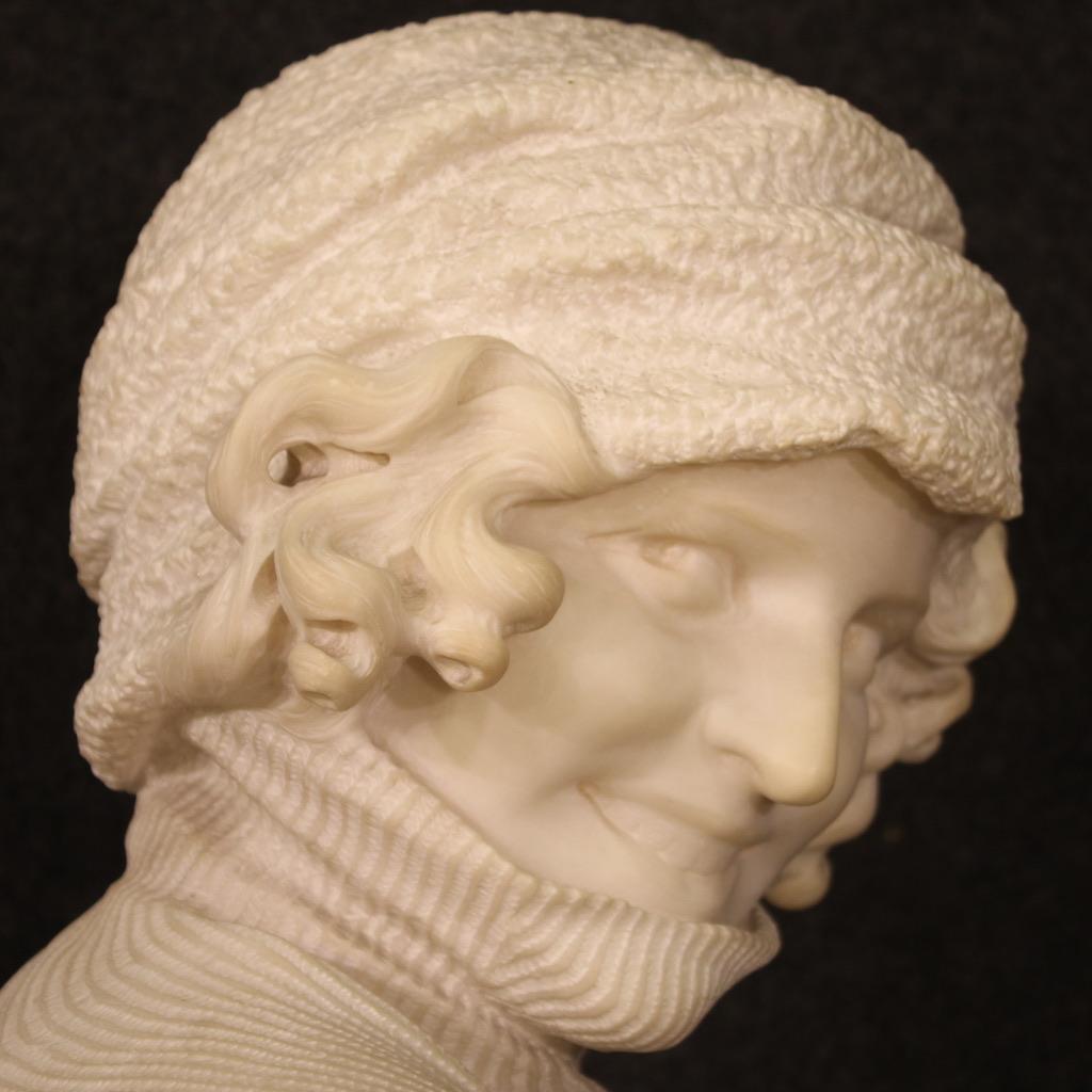 20th Century Marble Signed Italian Woman Sculpture, 1930s For Sale 6