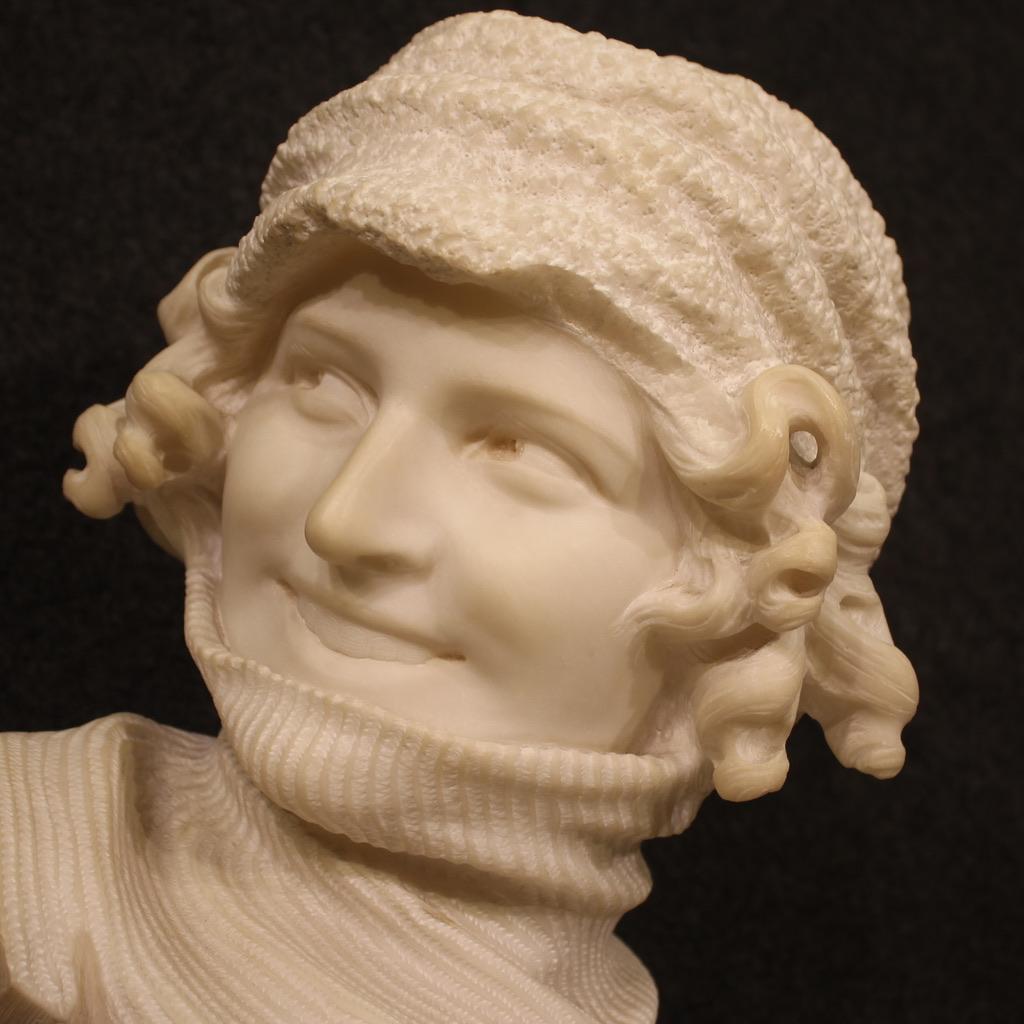 Mid-20th Century 20th Century Marble Signed Italian Woman Sculpture, 1930s For Sale