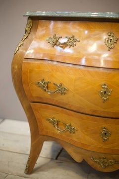 20th Century Marble Top Bombe Chest, Dark Green
