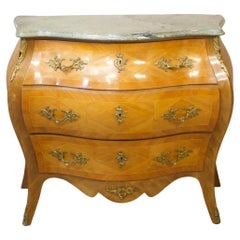 20th Century Marble Top Bombe Chest, Dark Green