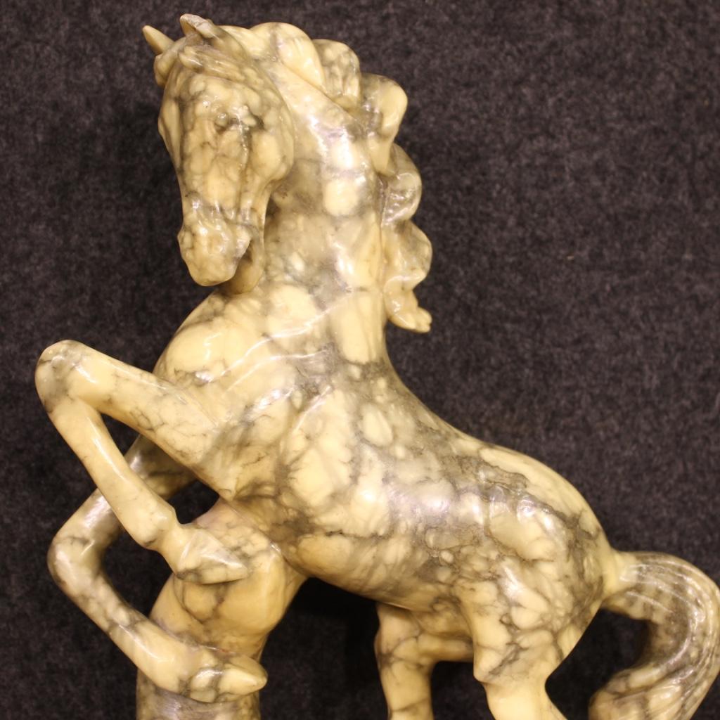 20th Century Marble with Alabaster Base Italian Prancing Horse Sculpture, 1960 7