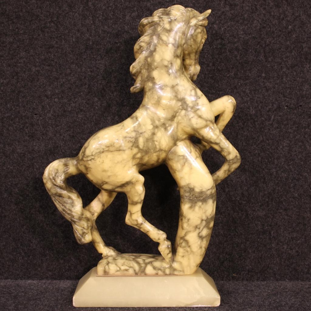 20th Century Marble with Alabaster Base Italian Prancing Horse Sculpture, 1960 8