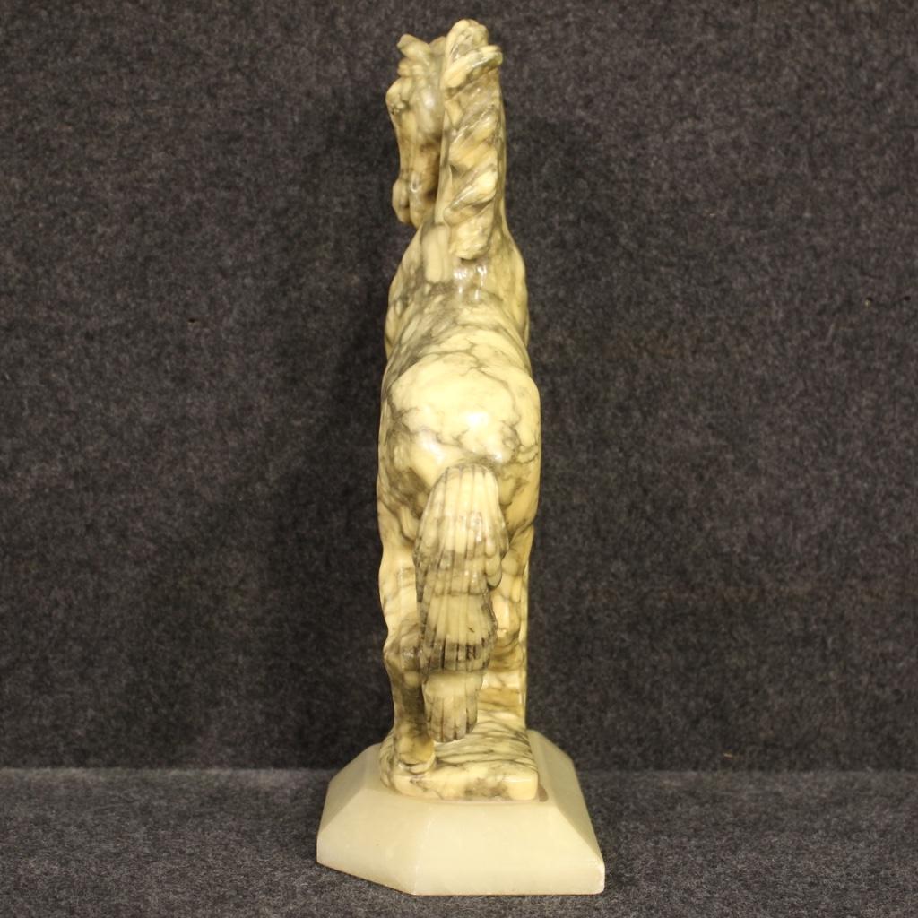 20th Century Marble with Alabaster Base Italian Prancing Horse Sculpture, 1960 5