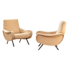 20th Century Marco Zanuso Pair of Armchairs model Lady by Arflex Original Fabric