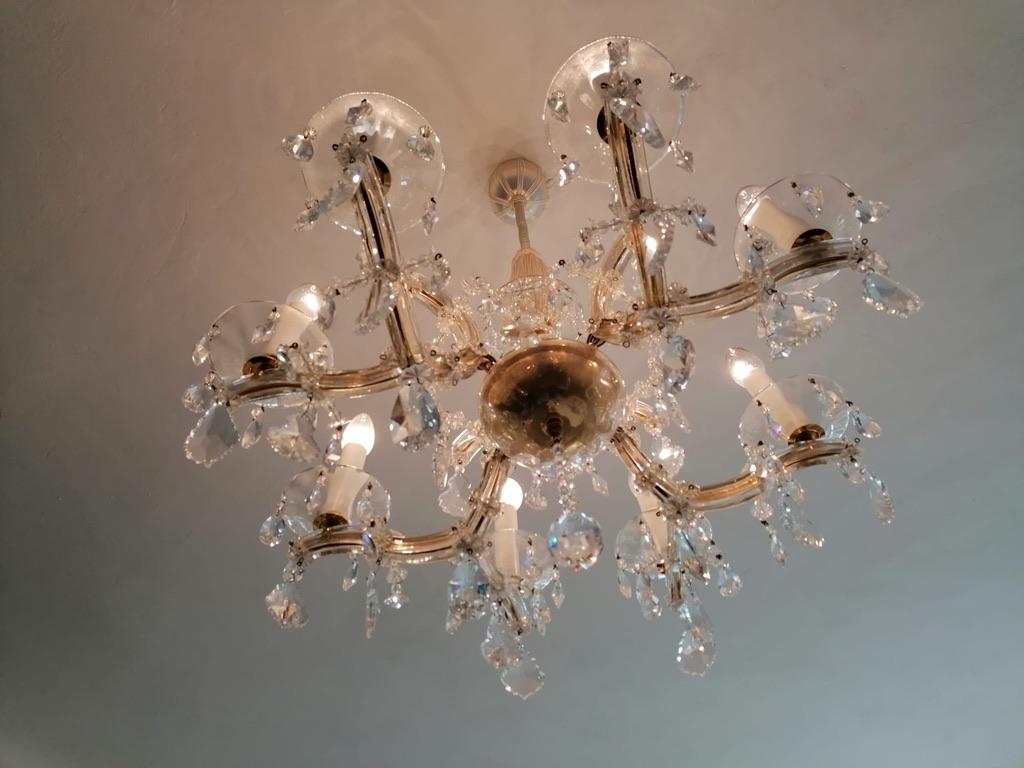Mid-20th Century 20th Century Maria Theresia Style Cut Crystal Chandelier For Sale