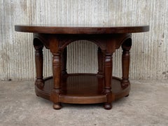 20th Century Mariano Garcia Spanish Two Tier Round Walnut Side Table