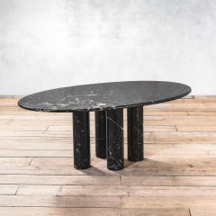 20th Century Mario Bellini Black and White Oval Marble Table, 70s