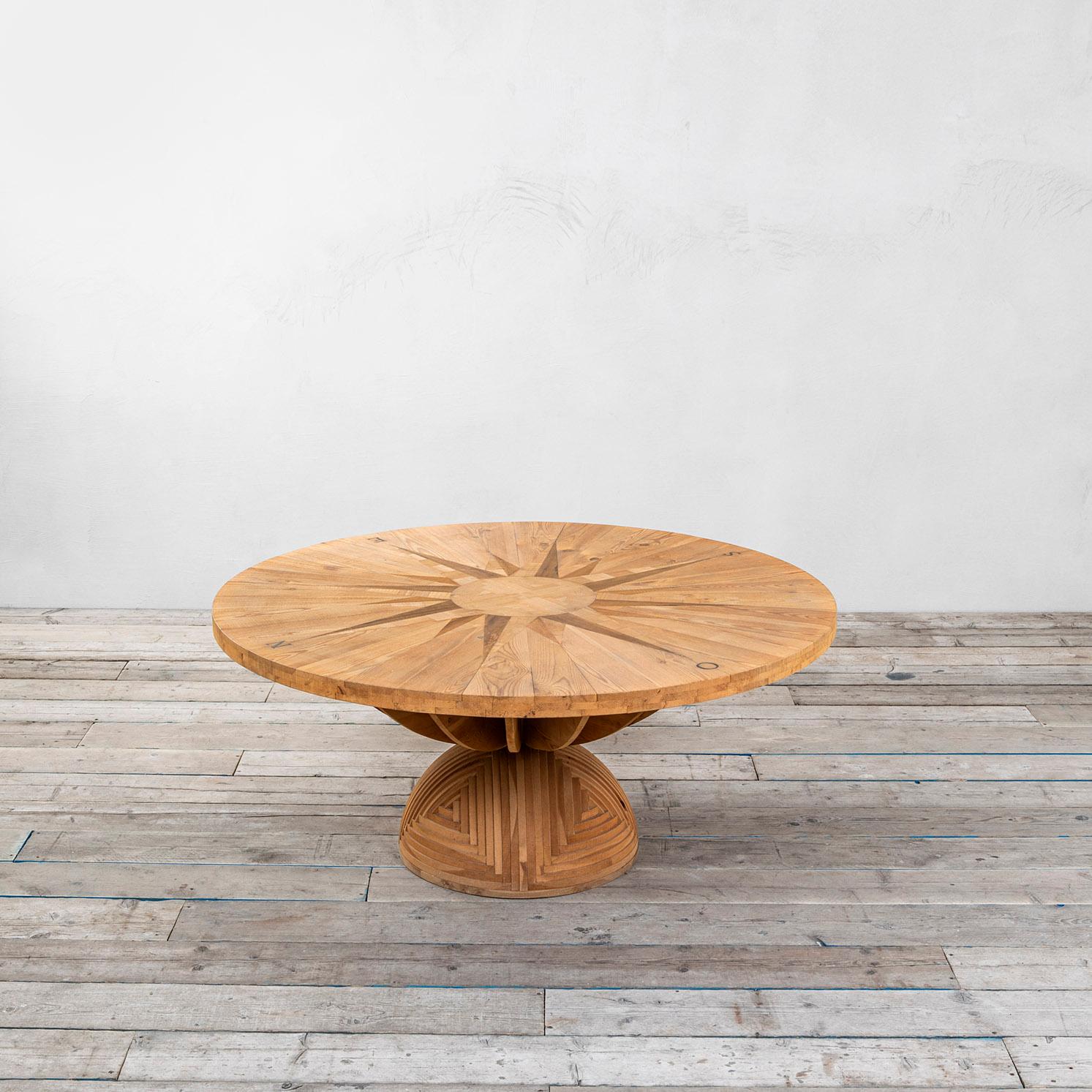 Very peculiar table designed by the artist Mario Ceroli in '70s and produced by Poltronova. The model of the table is 