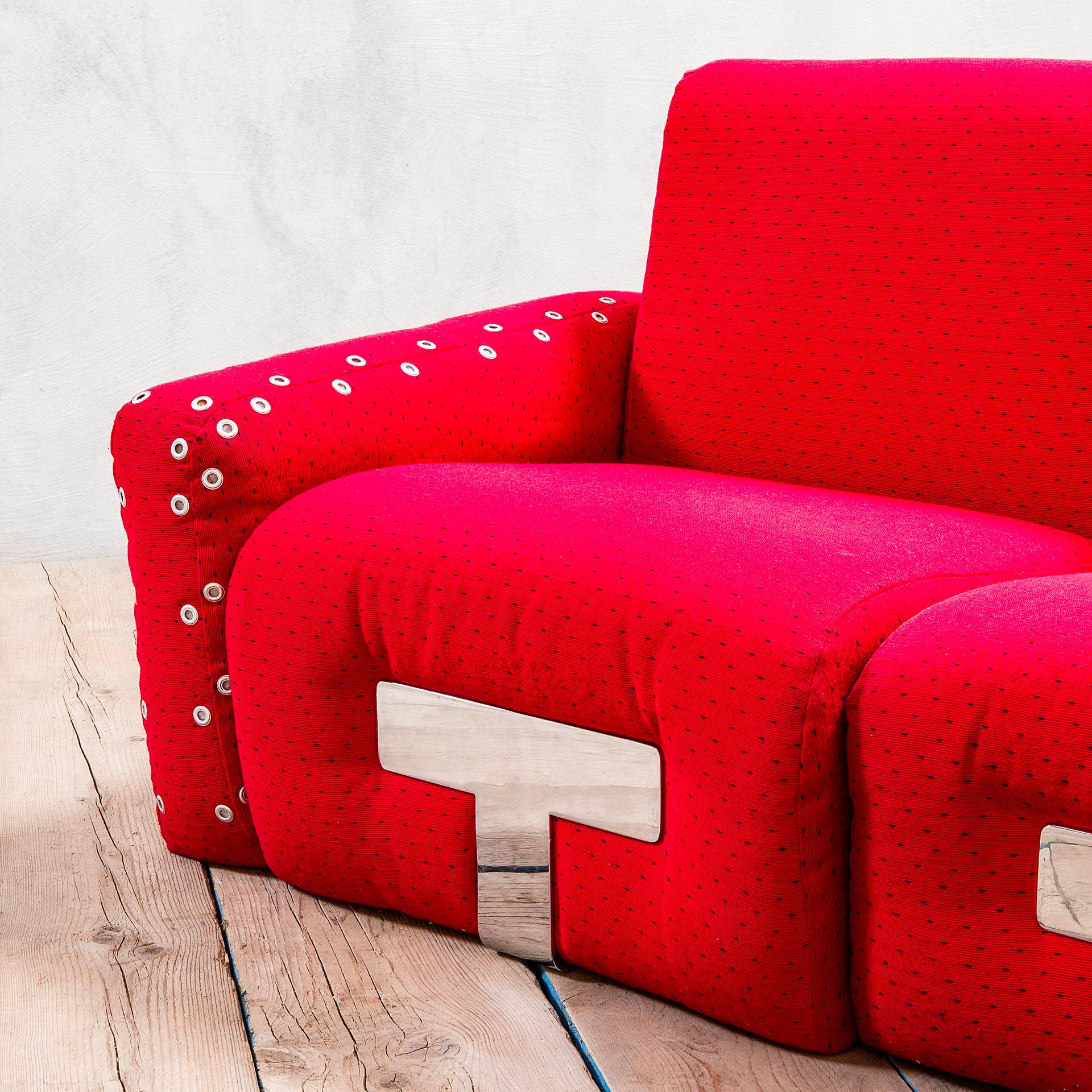 Siglo XX Mario Sabot Sofá Angular Rojo Mod. Mais Mais, 70s Italiano en venta