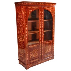 Vintage 20th Century Marketerie Vitrine/Cabinet in the Dutch Biedermeier Style