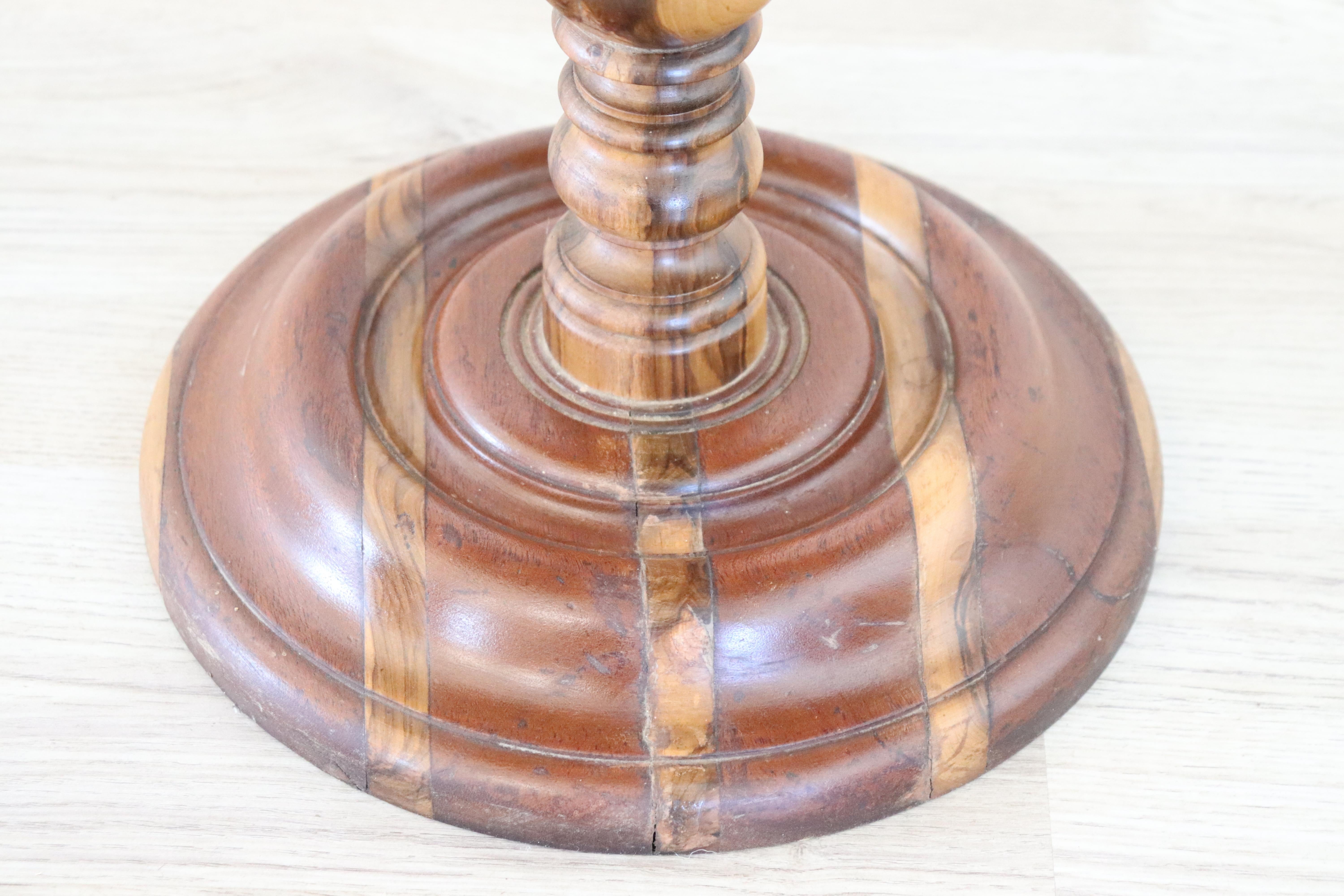 Italian 20th Century Marquetry Wood Round Side Table or Sofa Table For Sale